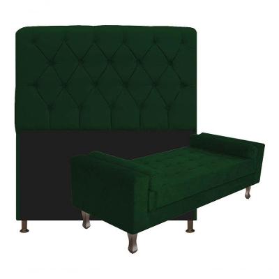 Kit Cabeceira Lady E Recamier Félix 140 Cm Casal Suede Rosê - Amarena Móveis Verde Suede