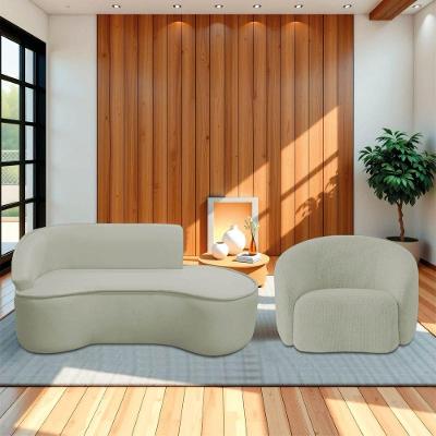 Kit Divã Recamier Orgânico Marrocos 160cm Lado Direito E 1 Poltronas Amore Bouclé Verde Oliva