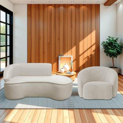 Kit Divã Recamier Orgânico Marrocos 160cm Lado Direito E 1 Poltronas Amore Linho Bege