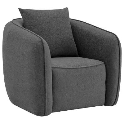 Poltrona Decorativa Sala De Estar Recepção Florença Linho - Amarena Móveis Cinza Escuro