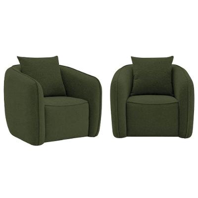 Kit 02 Poltronas Decorativas Sala De Estar Recepção Florença Linho - Amarena Móveis Verde