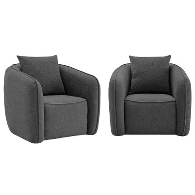 Kit 02 Poltronas Decorativas Sala De Estar Recepção Florença Linho - Amarena Móveis Cinza Escuro