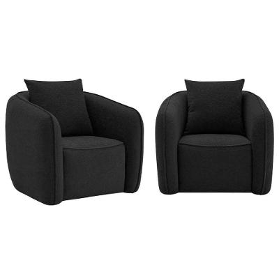 Kit 02 Poltronas Decorativas Sala De Estar Recepção Florença Bouclé - Amarena Móveis Preto