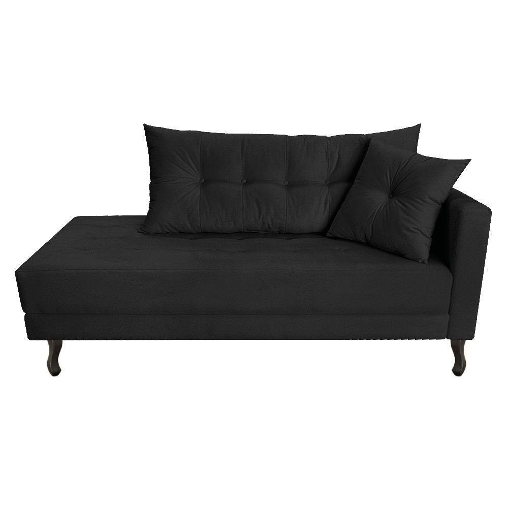 Kit Diva Recamier Azura 160cm Lado Esquerdo e 02 Poltronas Classic Suede Preto - 6