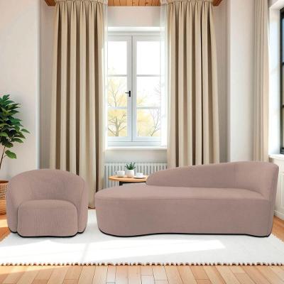 Kit Divã Recamier Orgânico França 160cm Lado Esquerdo E Poltrona Amore Linho Rosê