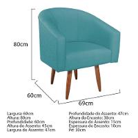 Kit Diva Recamier Heitor 160cm Lado Direito e 02 Poltronas Luiza Suede Azul Turquesa