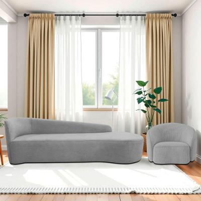 Kit Divã Recamier Orgânico França 250cm Lado Direito E Poltrona Amore Linho Cinza Claro