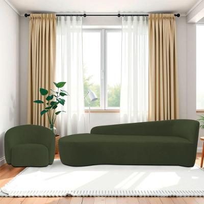 Kit Divã Recamier Orgânico França 250cm Lado Esquerdo E Poltrona Amore Linho Verde