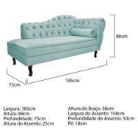 Kit Diva Recamier Diana 185cm Lado Esquerdo E 02 Poltronas Classic Suede - Cor Azul Tiffany - 6