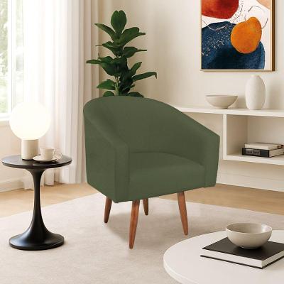 Poltrona Decorativa Jade Design Moderno Sala De Estar Quarto Escritório Confortável Luxo Pés Palito Linho Verde