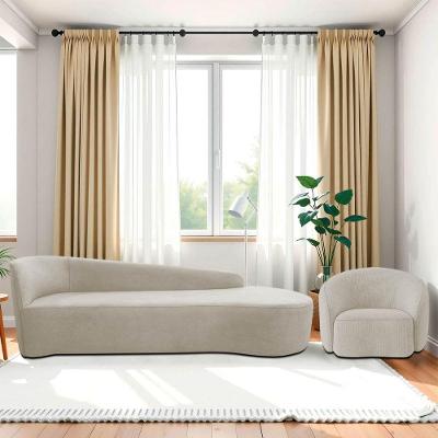 Kit Divã Recamier Orgânico França 220cm Lado Direito E Poltrona Amore Linho Bege