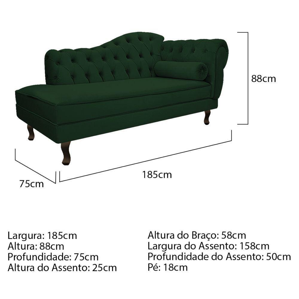 Kit Diva Recamier Diana 185cm Lado Esquerdo E 02 Poltronas Classic Suede - Adj Decor Cor Verde - 6