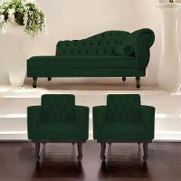 Kit Diva Recamier Diana 185cm Lado Esquerdo E 02 Poltronas Classic Suede - Adj Decor Cor Verde - 7