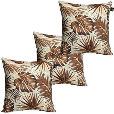3 Almofadas Cheias P/ Sofá Decorativas Impermeáveis Pequena Floral Marrom