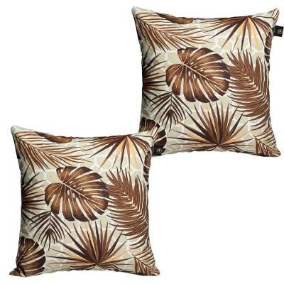 2 Almofadas Cheias P/ Sofá Decorativas Impermeáveis Pequena Floral Marrom