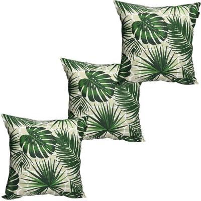 3 Almofadas Cheias Para Sofá Decorativas Impermeáveis Grande Floral Verde