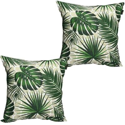 2 Almofadas Cheias Para Sofá Decorativas Impermeáveis Grande Floral Verde