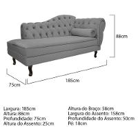 Kit Diva Recamier Diana 185cm Lado Esquerdo E 02 Poltronas Classic Suede - Adj Decor Cor Cinza - 3