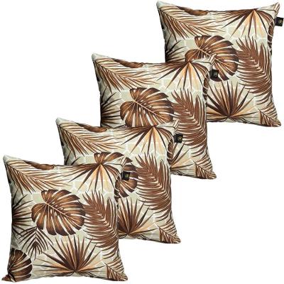 4 Almofadas Cheias P/ Sofá Decorativas, Impermeáveis Pequena Floral Marrom