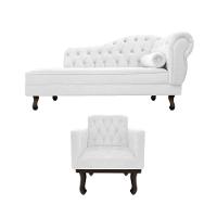 Kit Diva Recamier Diana 185cm Lado Esquerdo e 01 Poltrona Classic Corano Branco - 6