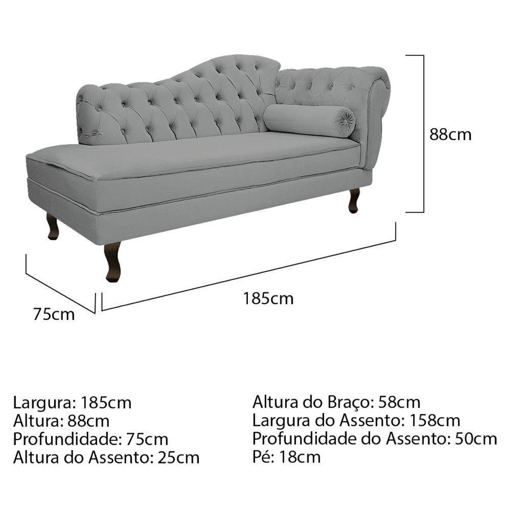 Kit Diva Recamier Diana 185cm Lado Esquerdo e 01 Poltrona Classic Corano Cinza - 5