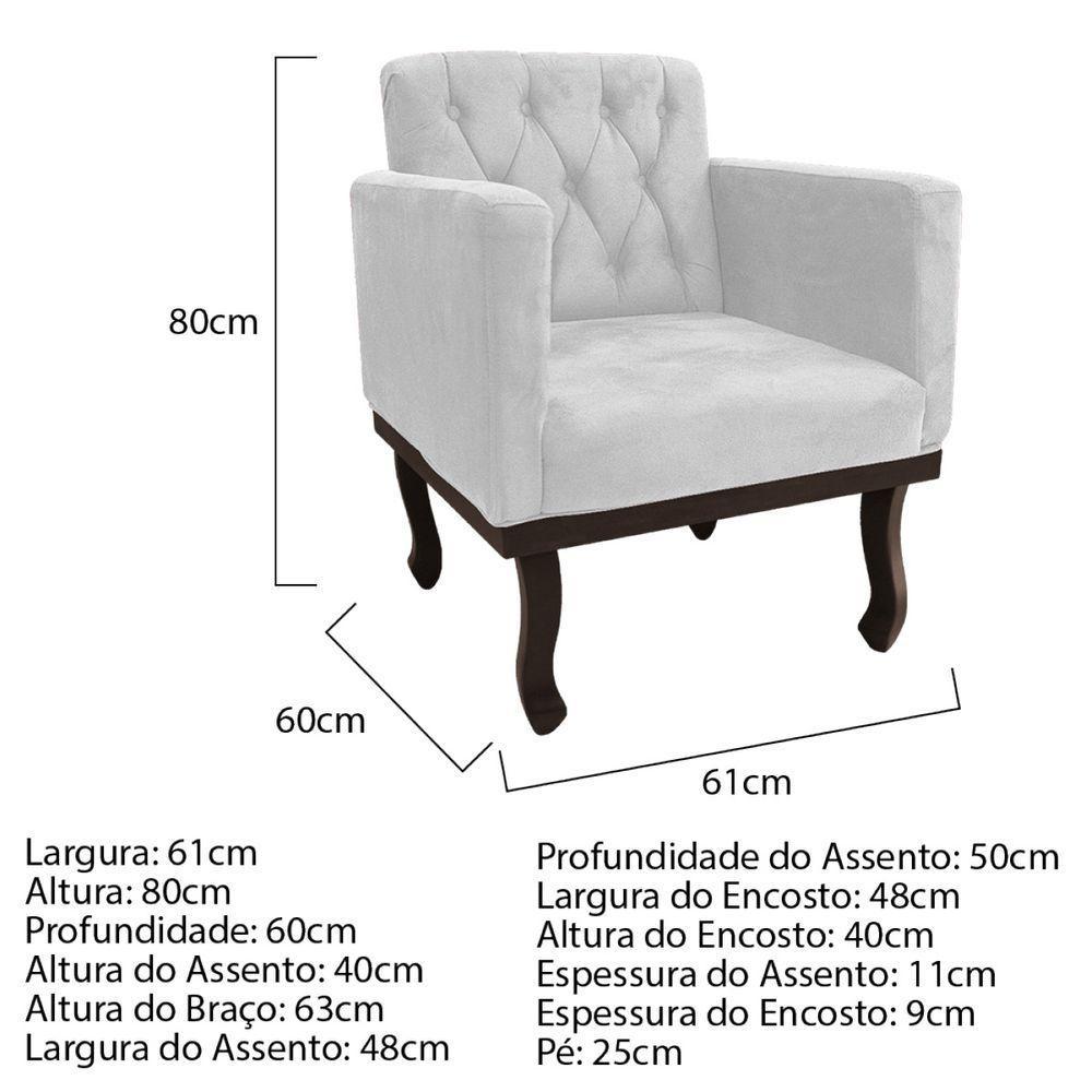 Kit Diva Recamier Diana 185cm Lado Esquerdo E 02 Poltronas Classic Suede - Adj Decor Cor Branco - 5