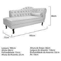 Kit Diva Recamier Diana 185cm Lado Esquerdo E 02 Poltronas Classic Suede - Adj Decor Cor Branco - 11
