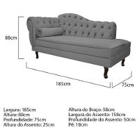 Kit Diva Recamier Diana 185cm Lado Direito e 02 Poltronas Julia Suede Cinza - 5