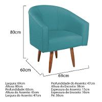 Kit Diva Recamier Heitor 185cm Lado Esquerdo e 02 Poltronas Luiza Suede Azul Turquesa - 2