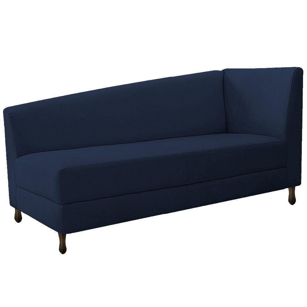 Kit Diva Recamier Heitor 185cm Lado Esquerdo e 02 Poltronas Luiza Suede Azul Marinho - 5