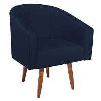 Kit Diva Recamier Heitor 185cm Lado Esquerdo e 02 Poltronas Luiza Suede Azul Marinho