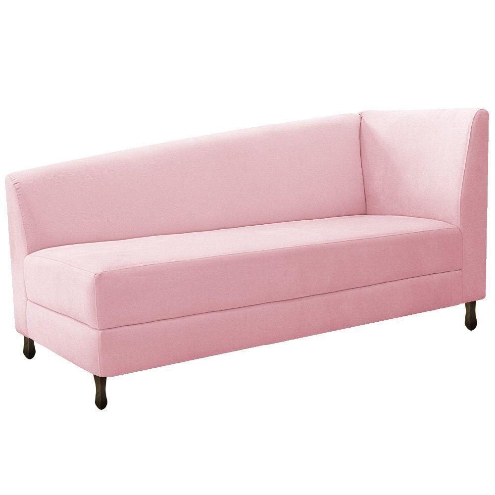 Kit Diva Recamier Heitor 185cm Lado Esquerdo e 02 Poltronas Luiza Suede Rosa Bebê - 5