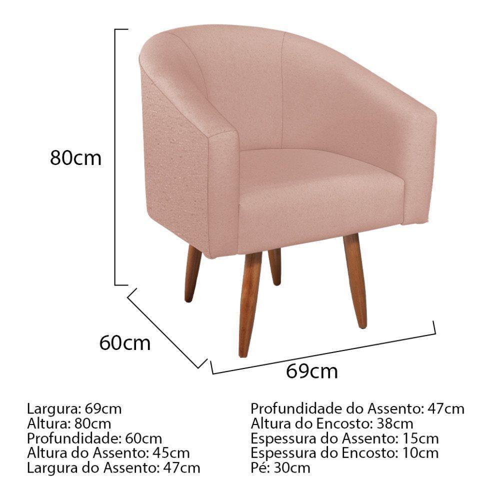 Kit Diva Recamier Heitor 185cm Lado Esquerdo e 02 Poltronas Luiza Suede Rosê - 4