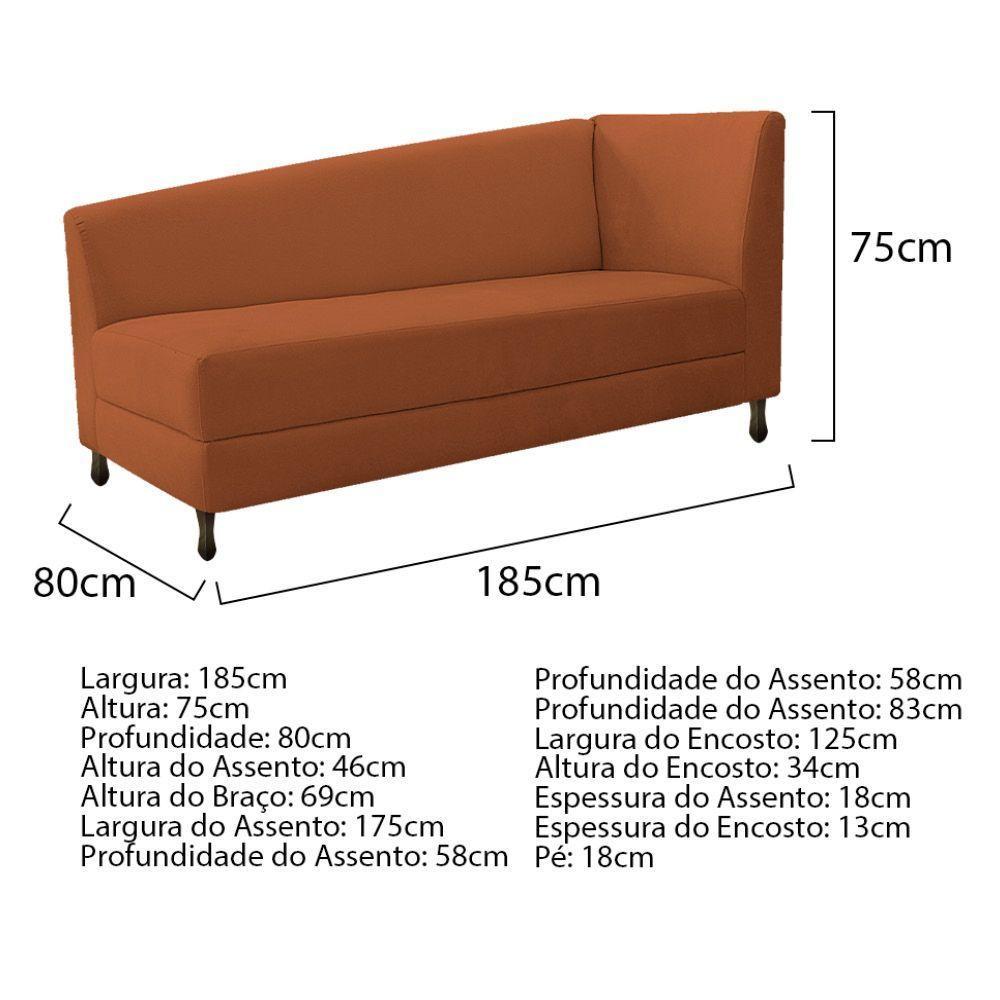Kit Diva Recamier Heitor 185cm Lado Esquerdo e 02 Poltronas Luiza Suede Terracota - 3