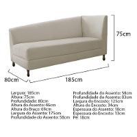 Kit Diva Recamier Heitor 185cm Lado Esquerdo e 02 Poltronas Luiza Linho Bege - 5