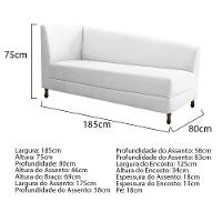 Kit Diva Recamier Heitor 185cm Lado Direito e 02 Poltronas Luiza Suede Branco - 3