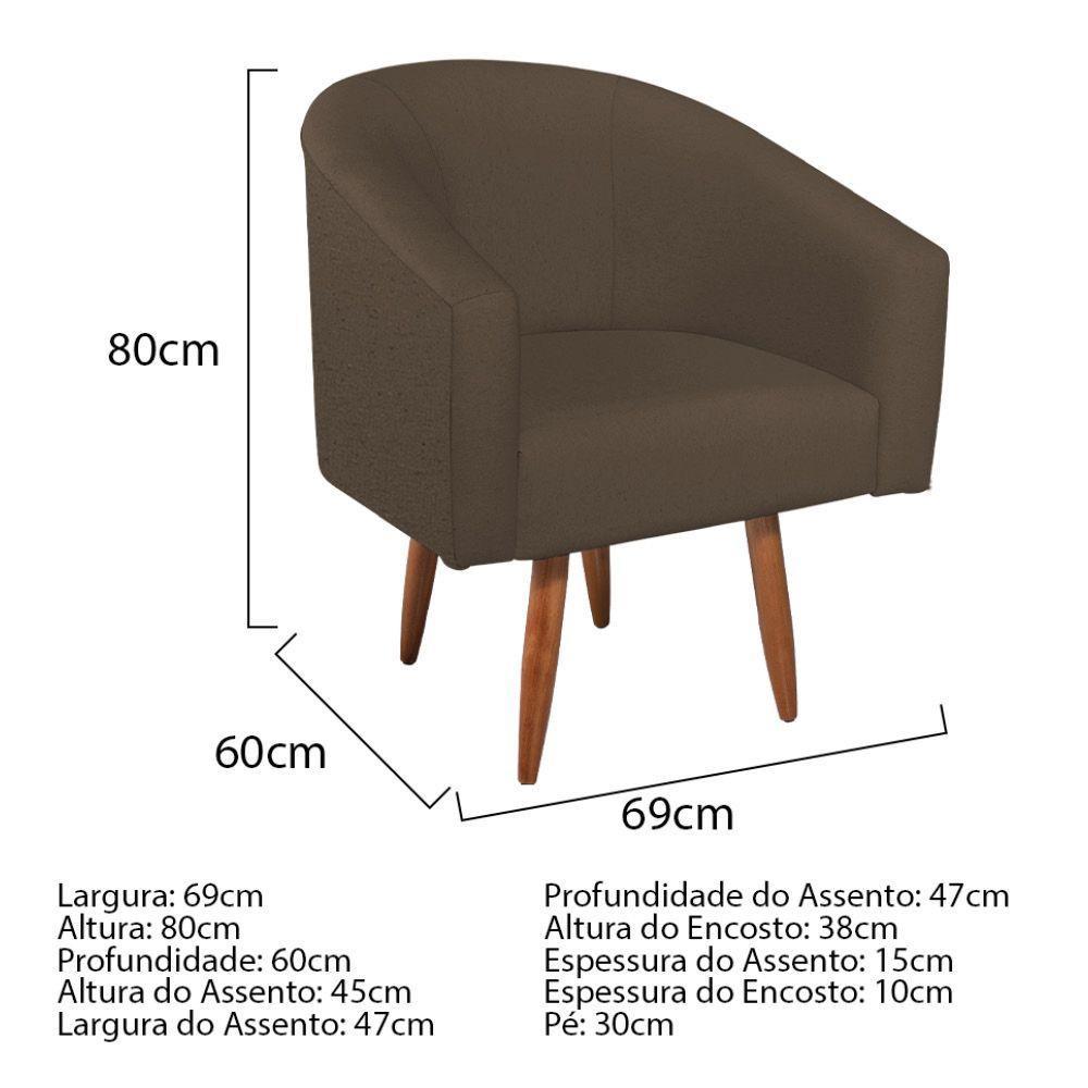 Kit Diva Recamier Heitor 185cm Lado Direito e 02 Poltronas Luiza Suede Marrom - 2