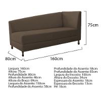 Kit Diva Recamier Heitor 160cm Lado Esquerdo e 02 Poltronas Luiza Suede Marrom - 5
