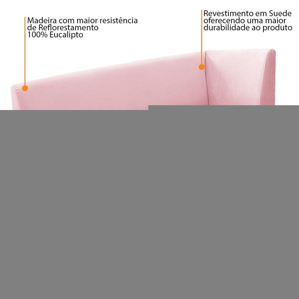 Kit Diva Recamier Heitor 160cm Lado Esquerdo e 02 Poltronas Luiza Suede Rosa Bebê - 3