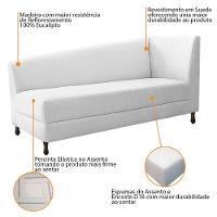 Kit Diva Recamier Heitor 160cm Lado Esquerdo e 02 Poltronas Luiza Suede Branco - 5