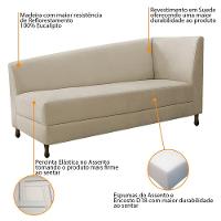 Kit Diva Recamier Heitor 160cm Lado Esquerdo e 02 Poltronas Luiza Suede Bege - 3