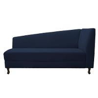 Kit Diva Recamier Heitor 160cm Lado Esquerdo e 02 Poltronas Luiza Suede Azul Marinho - 7