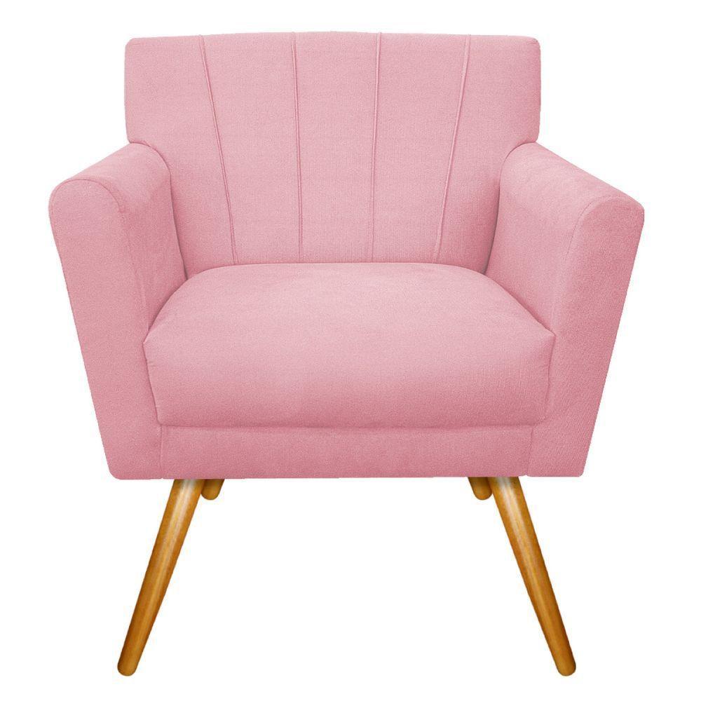 Kit Diva Recamier Vanessa 140Cm Lado Esquerdo E 02 Poltronas Laura Suede Cor Rosabebê - 6