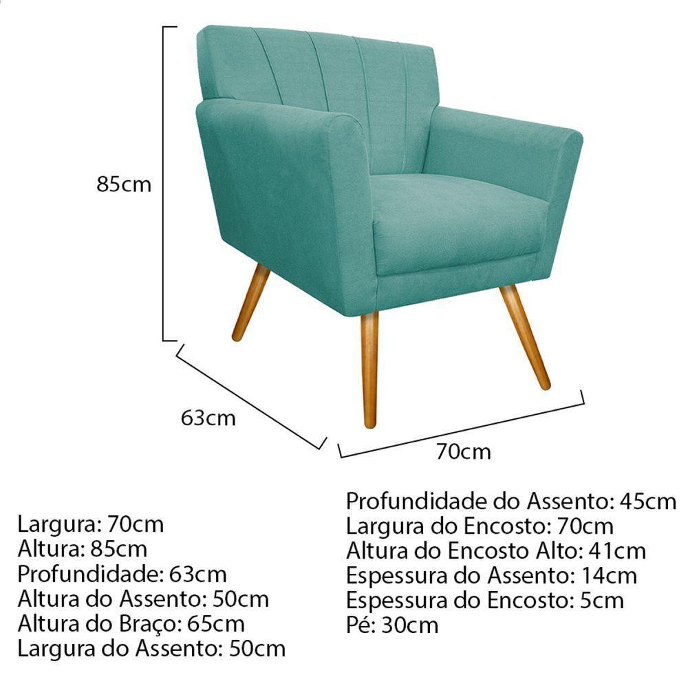 Kit Diva Recamier Vanessa 140Cm Lado Esquerdo E 02 Poltronas Laura Suede Cor Azultiffany - 3