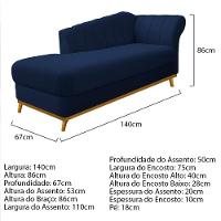 Kit Diva Recamier Vanessa 140Cm Lado Esquerdo E 02 Poltronas Laura Suede Cor Azulmarinho - 5