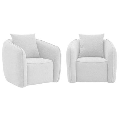 Kit 02 Poltronas Decorativas Sala De Estar Recepção Florença Bouclé - Amarena Móveis Branco