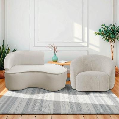 Kit Divã Recamier Orgânico Marrocos 150cm Lado Direito E 1 Poltronas Amore Linho Bege