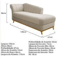 Kit Diva Recamier Vanessa 140Cm Lado Direito E 02 Poltronas Laura Suede Cor Bege - 5