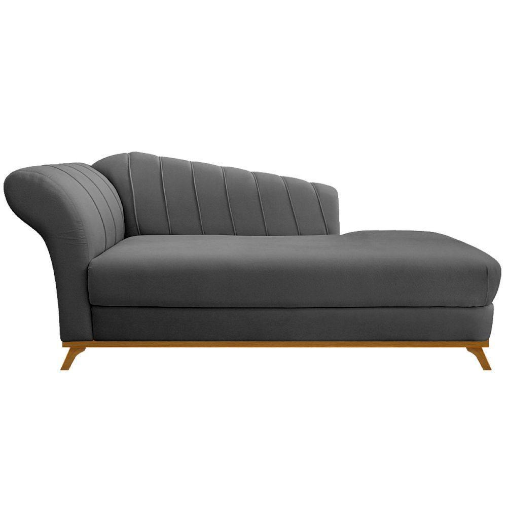 Kit Diva Recamier Vanessa 140Cm Lado Direito E 02 Poltronas Laura Suede Cor Cinza - 8