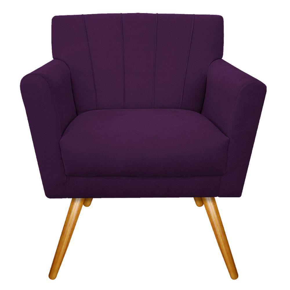 Kit Diva Recamier Vanessa 140Cm Lado Direito E 02 Poltronas Laura Suede Cor Roxo - 6